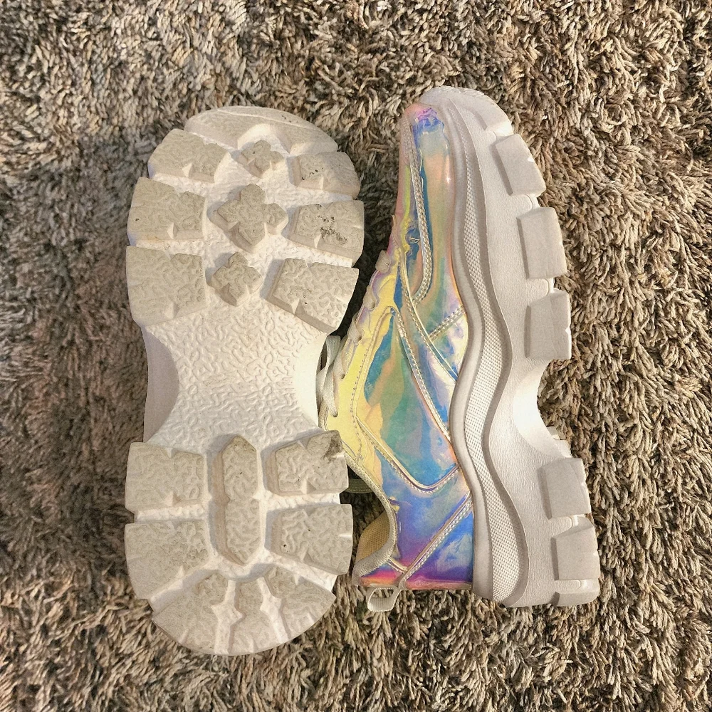 Rainbow Holographic Platform Shoes. EUC.